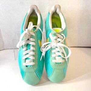 Nike Cortez Womens Sneakers Aqua Yellow Mesh & Leather Shoes Size 8.5